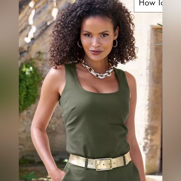 NWOT Boston Proper Olive Tank Top Sz 12 - Picture 1 of 13